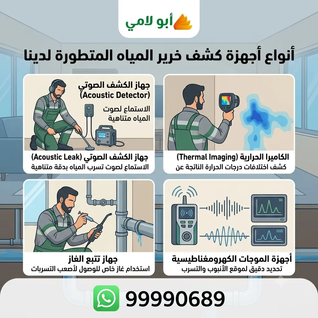 أنواع أجهزة كشف خرير المياه في الكويت من شركة أبو لامي