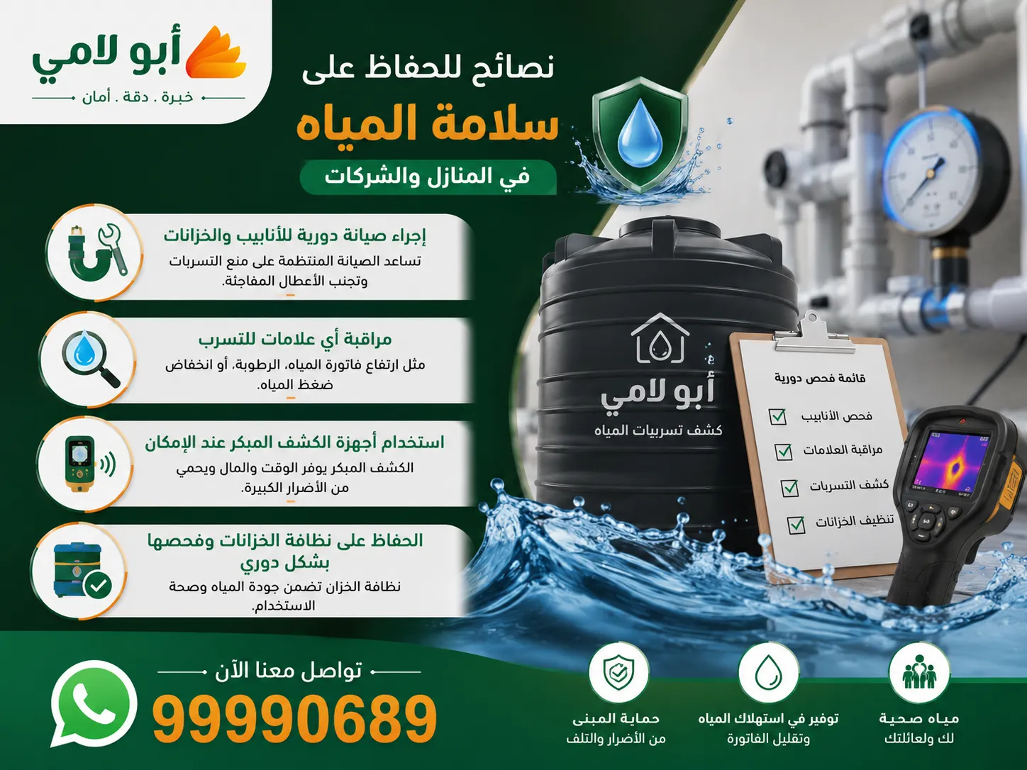 شركة أبو لامي يقدم نصائح للحفاظ على سلامة المياه في المنازل والشركات